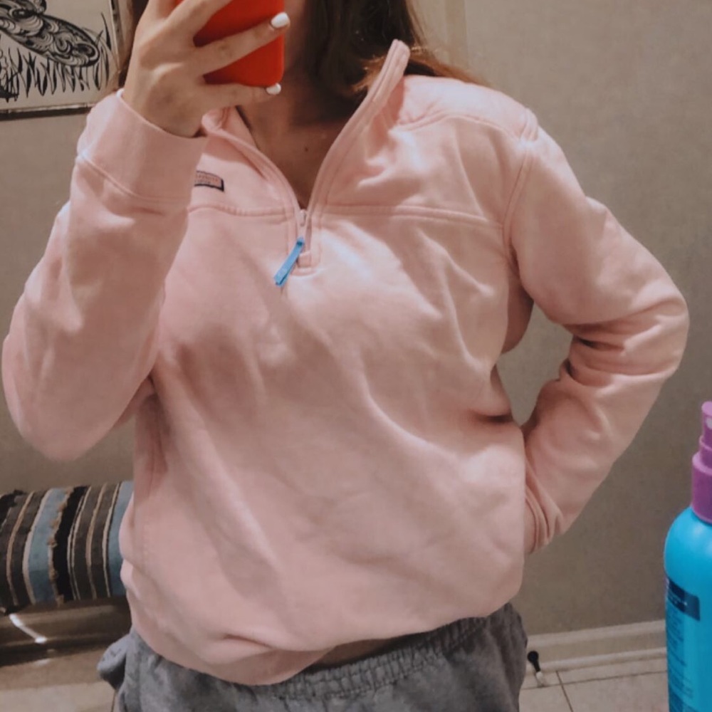 vineyard vines light pink quarter zip